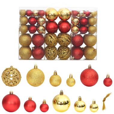 vidaXL Kerstballen 100 st 3/4/6 cm goudkleurig en wijnrood product