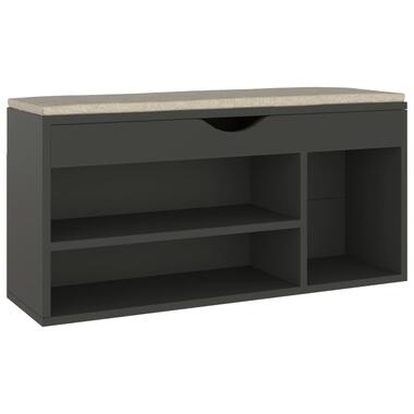 vidaXL Schoenenbank met kussen 104x30x49 cm bewerkt hout grijs product