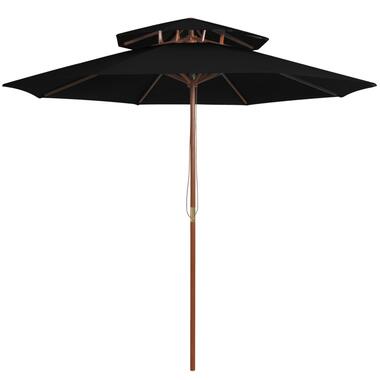 vidaXL Parasol à deux étages avec mât en bois noir 270 cm product