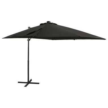 vidaXL Parasol de jardin en porte-à-faux et mât et lumières LED noir product