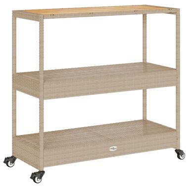 vidaXL Chariot de bar 3 niveaux beige rotin et bois d'acacia massif product