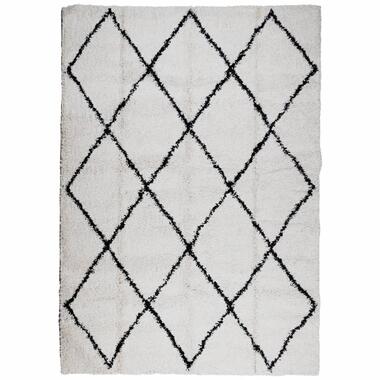 vidaXL Tapis shaggy à poils longs moderne crème et noir 140x200 cm product