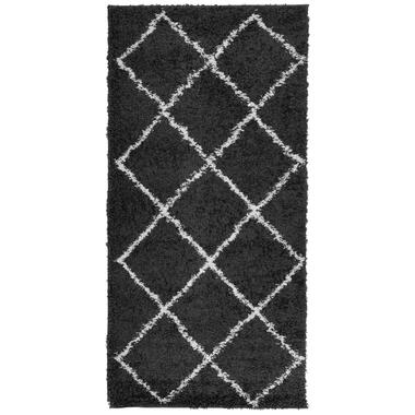 vidaXL Tapis shaggy à poils longs moderne noir et crème 100x200 cm product