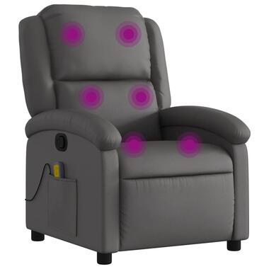 vidaXL Fauteuil de massage inclinable gris cuir véritable product