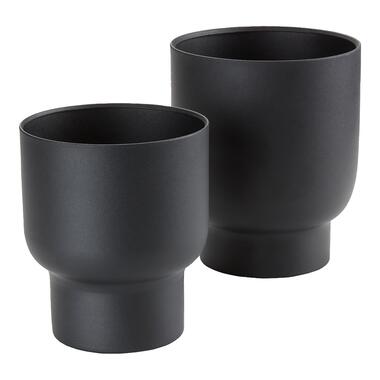 QUVIO Pots de Fleurs - Lot de 2 - Métal - Noir product