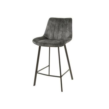 Collection Hoyz - Chaise de Bar Assise Large - Velours Anthracite - Lot de 2 product