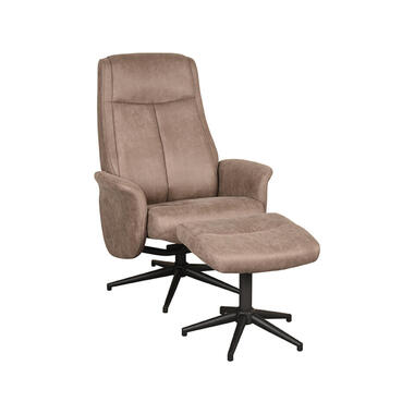 LABEL51 Fauteuil Bergen - Taupe - Micro Suède - Incl. Repose-pieds - 62x77x53 cm product