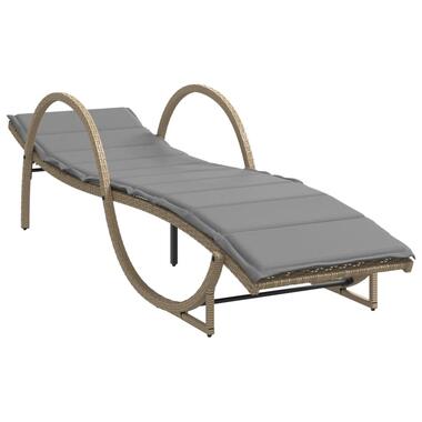 vidaXL Ligbed met kussen 60x199x42 cm poly rattan beige product