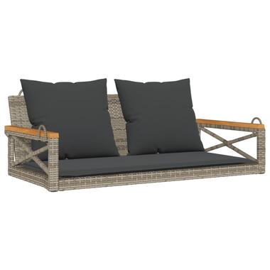 vidaXL Schommelbank met kussens 109x62x40 cm poly rattan grijs product