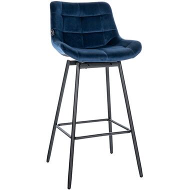 CLP Tabouret de bar Weston Noir Cadre - Velours - Bleu product