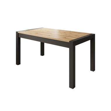 Meubella Eetkamertafel Acapulco - Eiken - Zwart - 180 cm - Uitschuifbaar product