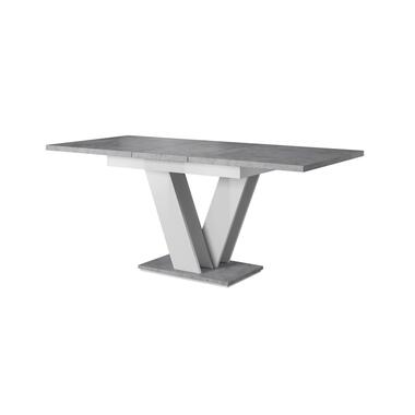 Meubella Eetkamertafel Moris - Wit - Betonlook - 160 cm - Uitschuifbaar product