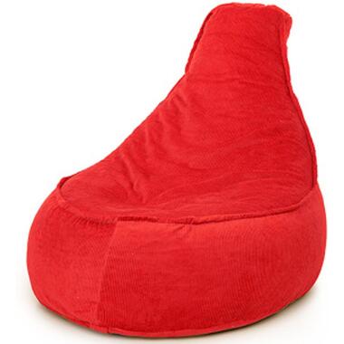 Parya Fauteuil Beanbag en tissu côtelé Beanbag de salon Repose-pieds Rouge product