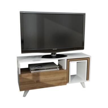 Emob Furny Home TV-meubel - 18mm Dikte - Wit Walnoot product