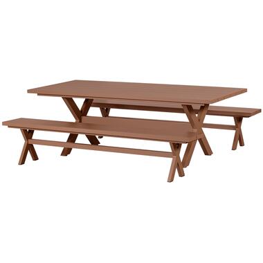 Exotan Delta Picknicktafel Tuin + Bankjes - Aluminium - Terra - 75x220x105 product