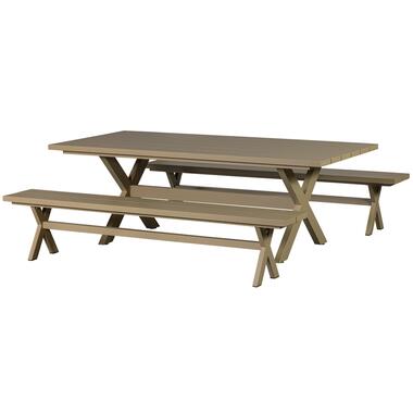 Exotan Delta Picknicktafel Tuin + Bankjes - Aluminium - Groen - 75x220x105 product