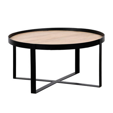 QUVIO Table basse – Ronde – Bois de manguier FSC® – Noir – Naturel product