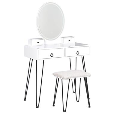 Coiffeuse blanc et noir avec miroir à LED et tabouret SOYE product