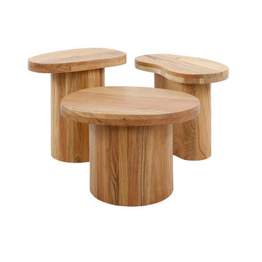 Fraaai - Janie salontafel set van 3 rond - massief acacia product