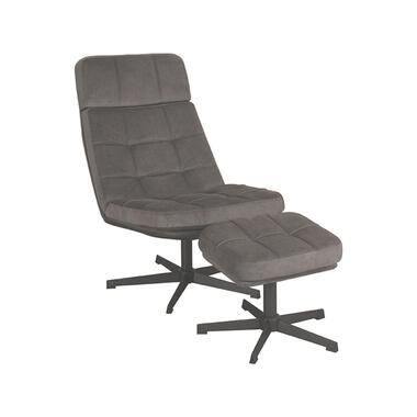 LABEL51 Fauteuil Alvar - Antraciet - Cosmo - Incl. Hocker - 57x53x83 cm product