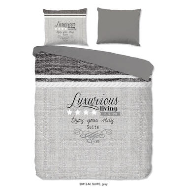 Pure Housse de couette "texte" - Gris - (200x200/220 cm) - Microfibre product