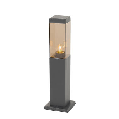 Qazqa lampadaire d'extérieur moderne gris foncé avec verre fumé 45 cm - malios product