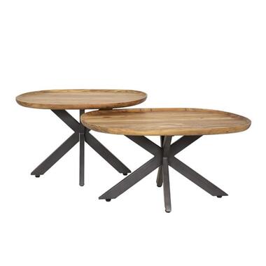 Hoyz Collection - Salontafel Spider - Massief Acacia Naturel - Set van 2 product