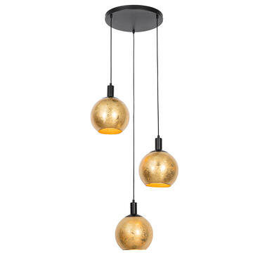 Qazqa suspension design noire avec verre doré 3 lumières - bert product