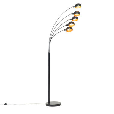 Qazqa lampadaire design noir avec or 5 lumières - sixties marmo product