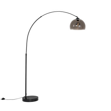 Qazqa lampe d'arche moderne noire avec verre fumé - arc product