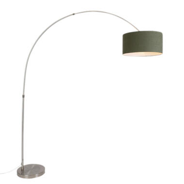 Qazqa lampe à arc en acier avec abat-jour vert mousse 50/50/25 - xl product