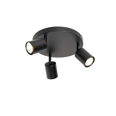 Qazqa plafonnier moderne noir rond réglable 3 lumières - java product