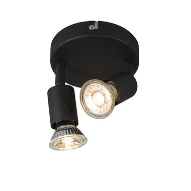 Qazqa spot industriel noir inclinable rond 2 lumières - jeany product