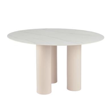 Table à manger ronde en céramique, blanche, 130 cm, pour 2-4 personnes product