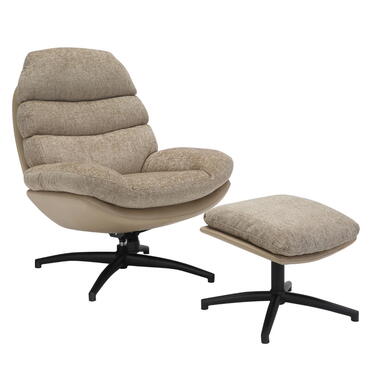 Draaifauteuil Beige - Inclusief Voetenbank - Fauteuil Liane product