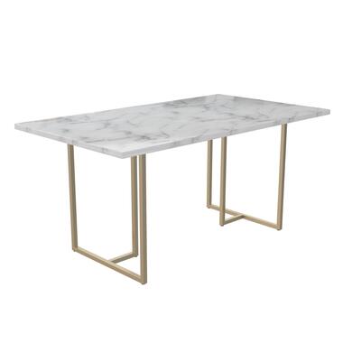 Astor - Eettafel 160x90 cm 6 zitplaatsen in wit marmer look product