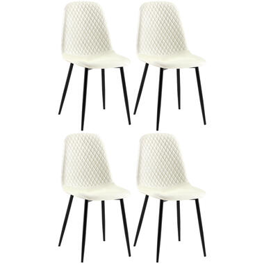 CLP Lot de 4 chaise salle à manger Giverny Noir Cadre - Tissu - Crème product