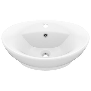 vidaXL Lavabo ovale de luxe à trop-plein Blanc mat 58,5x39cm Céramique product