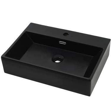 vidaXL Vasque avec trou de robinet en céramique Noir 76x42,5x14,5 cm product