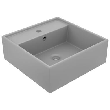 vidaXL Lavabo carré à trop-plein Gris clair mat 41x41 cm Céramique product