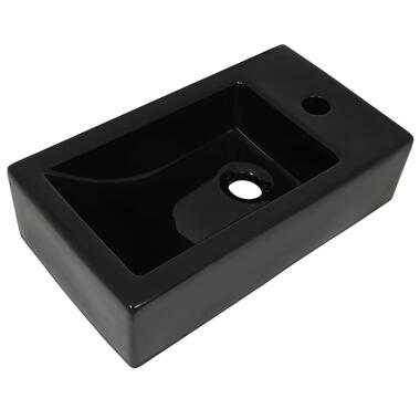 vidaXL Vasque avec trou de robinet Céramique Noir 46 x 25,5 x 12 cm product