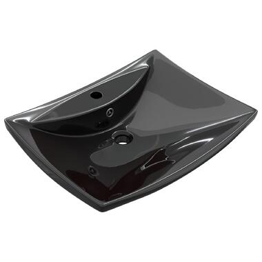 Lavabo rectangulaire en céramique noir de luxe avec trop-plein et trou product