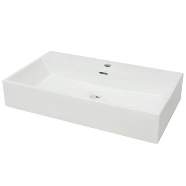 vidaXL Vasque avec trou de robinet en céramique Blanc 76x42,5x14,5 cm product