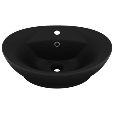 vidaXL Lavabo ovale de luxe à trop-plein Noir mat 58,5x39 cm Céramique product