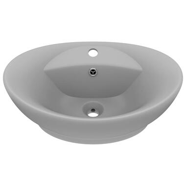 vidaXL Lavabo ovale à trop-plein Gris clair mat 58,5x39 cm Céramique product