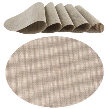 OTIX Placemats Set van 6 Kunststof Ovaal Beige Onderleggers 48x35cm product