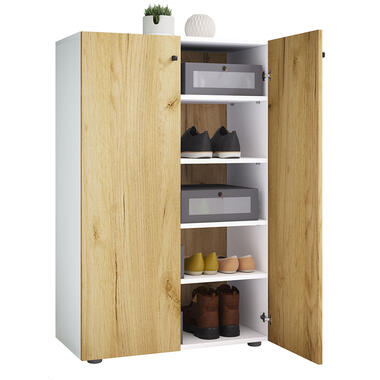 Hioshop LonaXL5DT schoenenkast 2 deuren wit, eik decor. product