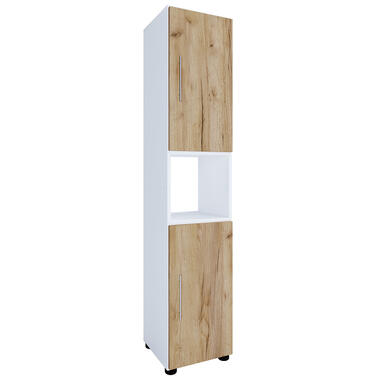 Flandu armoire haute pour salle de bain 2 portes blanc, chêne product