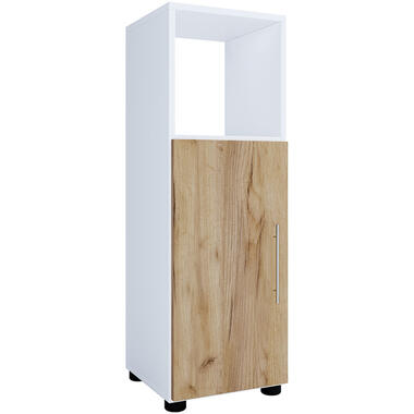 Flandu armoire de salle de bain 1 porte blanc, chêne décor. product