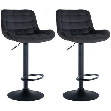 CLP Lot de 2 Tabouret de bar Tover Noir Cadre - Velours - Noir product